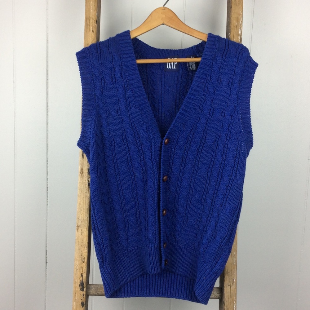 VTG GAP Cable Knit Sweater Vest Grandpa Cardigan